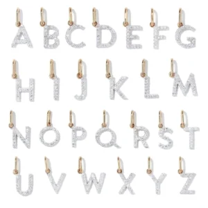 RENSINO High Quality A Z Custom Rhinestone Small Alphat Letters Zircon Gold Plated Jewelry Letter Silver Pendant For Necklace Women