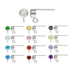 RENSINO High Quality Anti Tarnish 925 Sterling Silver 3mm 4mm Zircon Post Earring W/ring for Fashion Women Jewelry Making Made