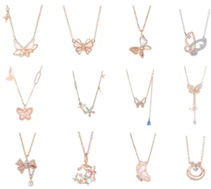 RENSINO High Quality Butterfly Necklace Set S925 Sterling Silver Rose Gold Plated Chain Necklaces Pendants for Women