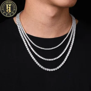 RENSINO High Quality Classic 3mm-5mm Zircon Luxury Jewelry Brass Paved AAAAA CZ Diamond Iced Out Tennis Chain For Men Women