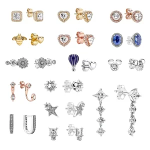 RENSINO High Quality Classic Drop Earrings with Zircon Gold Plated 925 Silver for DIY