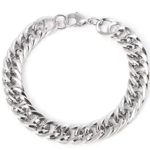 RENSINO High Quality Classic Fashion Design Men’s Hip Hop Punk Silver Color Stainless Steel Charm Bracelet Jewelry