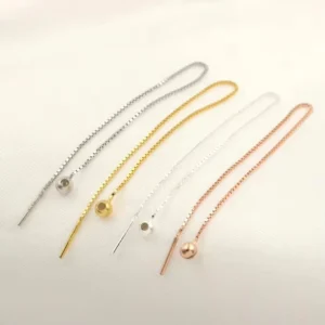 RENSINO High Quality Fashion 925 Sterling Silver Fashion Box Chain Silicone Adjustable Bead Earrings Thread Jewelry for Women