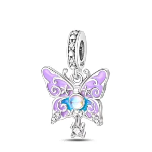 RENSINO High Quality Fashion Classic Butterfly Pendant DIY Custom Beads 925 Sterling Silver Material Gold Plated