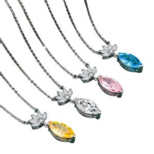 RENSINO High Quality Fashion Jewelry Silver Plated Irregular Flower Zircon Pendant Necklace for Women