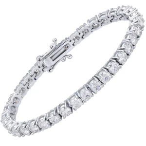 RENSINO High Quality Fashion Women Jewelry 3mm White Gold 925 Sterling Silver VVS Moissanite Diamond Classic Iced Out Tennis Bracelet