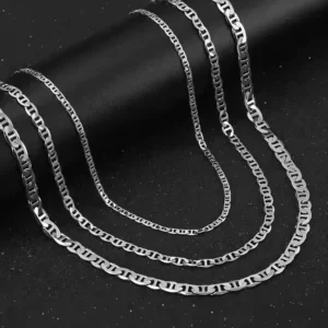 RENSINO High Quality Fine Fashion Jewelry Necklaces Iced Out Rhodium Plated 925 Silver Cuban Curb Chain Necklace for Mens Jewelry Women