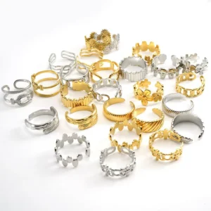 RENSINO High Quality Fine Jewelry Many Designs Silver Rings Vintage Classic Women Ring Adjustable Open Stainless Steel Ring