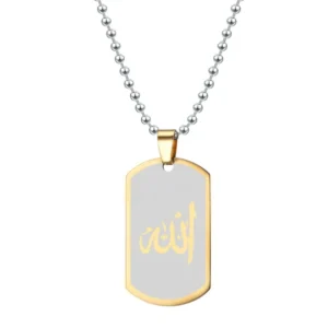 RENSINO High Quality Gold Plated Stainless Steel Women’s Religious Crystal Rhinestone Al Kursii Muslim Arabic Allah Pendant Necklace