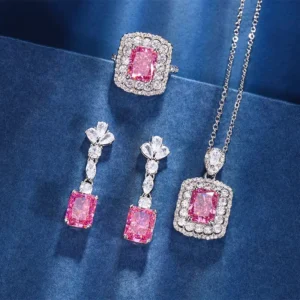 RENSINO High Quality Latest Fashion Pink Cubic Zirconia Fine Jewelry Sets for Women