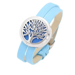 RENSINO High Quality Leather Band Watch Stainless Steel Diffuser Locket Charm Women Aromatherapy Bracelet