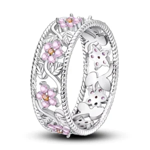 RENSINO High Quality Luxury Fashion Classic 925 Sterling Silver Zircon & Freshwater Pearl Ring with Channel Setting for Daily Wear