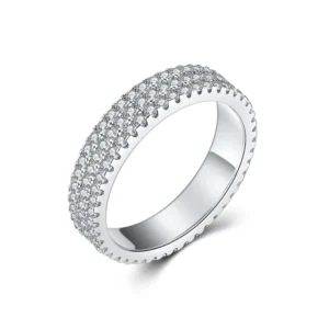 RENSINO High Quality Luxury Fine Prong Setting 925 Sterling Silver Wide Band Zircon Hip Hop Engagement Gift Jewelry Rings