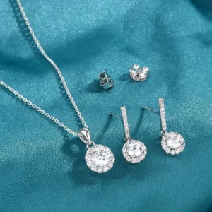 RENSINO High Quality Necklace Pendant and Earrings Bridal Wedding Fine 925 Sterling Silver Zircon Jewelry Sets for Women Girls