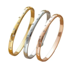 RENSINO High Quality Neutral Titanium Steel Bracelet Elegant Geometric Diamond Wedding Party Jewelry Pearl Studded Stainless Steel Gift