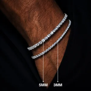 RENSINO High Quality Pass Diamond Tester Hip Hop 925 Sterling Silver 2mm 3mm 4mm 5mm 6.5mm Moissanite Tennis Chain Bracelet