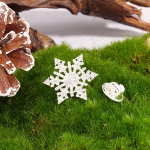 RENSINO High Quality Real Shiny Silver CZ Diamond Snowflake Brooch Sparkly Zircon Jewelry for Christmas or Gift