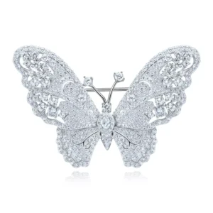 RENSINO High Quality Silver Jewelry New Style Design for Christmas Firework Butterfly Brooch Colorful