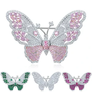 RENSINO High Quality Silver Jewelry New Style Design for Gift Various Color Diamond S925 Butterfly Brooches