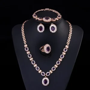 RENSINO High Quality Simple Wedding Engagement Party Gift Jewelry Set Earrings Pendant Zirconia Silver Plated Four Sets