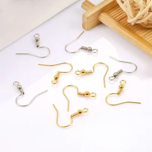 RENSINO High Quality Stainless Steel 18K Gold Plated Ear Clasps & Hooks Bead Spring Shape DIY Jewelry Accessories for Earrings