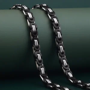 RENSINO High Quality Stainless Steel Charms Chains Silver Geometric Choker Classic Necklaces Black Gun Plated Fashionable Anniversary