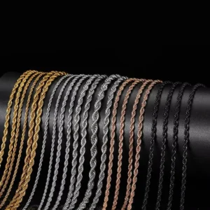 RENSINO High Quality Stainless Steel Customized Gold Silver Rope Link Chain Necklace
