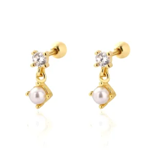 RENSINO High Quality Sterling Silver Jewelry S925 Pearl Screw Stud Earring Jewelry Sterling Silver Minimalist Zircon Stud Earrings Women