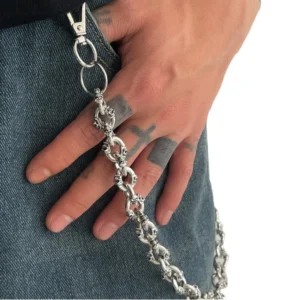 RENSINO High Quality Trendy Body Jewelry Alloy Skeleton Chain Unisex Full Skull Wallet Pocket Jeans
