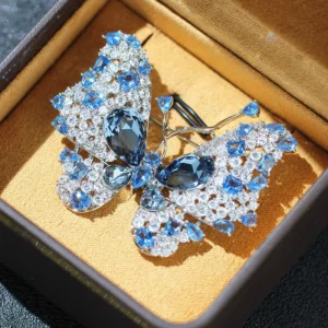 RENSINO High-end Copper Zircon Crystal butterfly Insect Brooches Geometry Personality Simple Niche Pins Factory Sales Gift