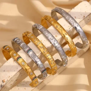 RENSINO High end Versatile Ring and Bracelet Stainless Steel Plated with 18K Gold Tarot Card Earrings for Women