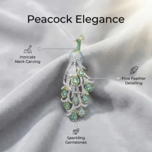 RENSINO High-grade Emerald Crystal Phoenix Fine Feather Detailing Brooch for Women Engagement Cheongsam Party Wedding Dress