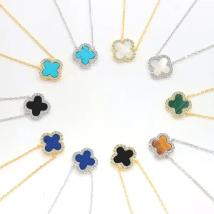 RENSINO High quality Clover Earring Necklace Jewelry Set 925 Sterling Silver Fashion Luxury Four Leaf Crocodile Jewelry Set Women