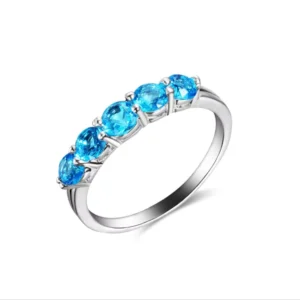 RENSINO High quality silver plating custom jewelry ocean blue engagement ring latest wedding ring designs