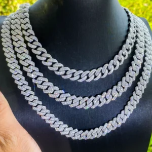 RENSINO Hip Hop 10mm 12mm Ice Out Vvs1 Mossianite Cuban Link Chains 925 Sterling Silver Men Cuban Necklace Jewelry Men Hip Hop Bracelet