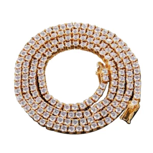 RENSINO Hip Hop 3mm Zircon Tennis 925 Sterling Silver Necklace Fashion Body Jewelry Iced Out Micro Paved CZ Chain Necklace