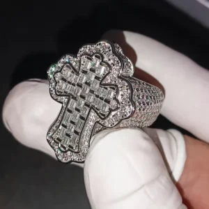 RENSINO Hip Hop 925 Sterling Silver Emerald Cut VVS Lab Grown Diamond Ring for Men Gift Party Customized Fine Jewelry
