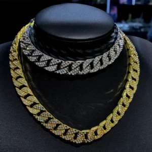 RENSINO Hip Hop Alloy 15mm Width Gold Silver Alloy Men’s Chain New Fashion Men’s Cuban Chain Jewelry