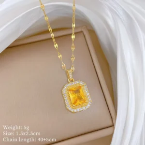 RENSINO Hip Hop Design Fine Pendants Charms Square Big Sapphire Blue Green Ruby Zircon Stone Pendant