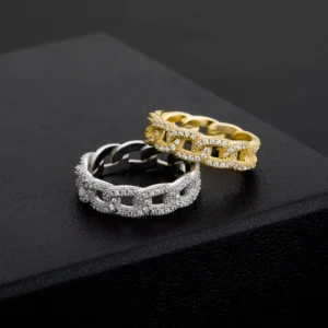 RENSINO Hip Hop European and American INS Style Rings S925 Sterling Silver Cuban Link Ring