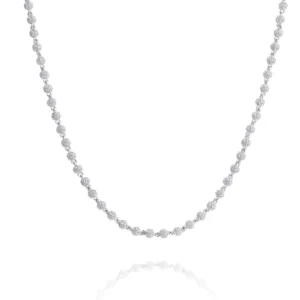 RENSINO Hip Hop Fine Jewelry 4mm Ball Link Chain Necklace 925 Sterling Silver Moissanite Women Link Chain Necklace