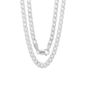 RENSINO Hip Hop Fine Jewelry Men’s 4mm Cuban 925 Solid Sterling Silver Carb Chain 925 Silver Necklace