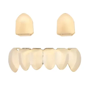 RENSINO Hip Hop Grills Teeth Gold Silver Color Grillz Halloween Costume Dentures for Men Rapper Body Jewelry