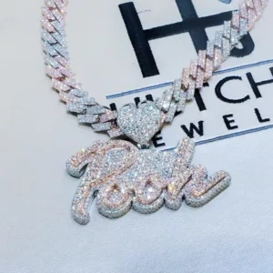 RENSINO Hip Hop Iced Out Jewelry Cuban Link Moissanite Diamond S925 Sterling Silver Letter Custom Necklace Women Jewelry