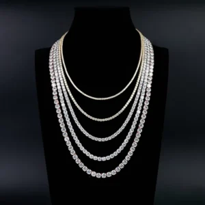 RENSINO Hip Hop Iced Out Moissanite Diamond S925 Silver GRA Certificate 5mm Tennis Chain Necklace