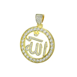 RENSINO Hip Hop Iced Out Round Zircon 925 Silver Gold Plated Rhodium Plated Religious Men’s Medallion Charm Pendant