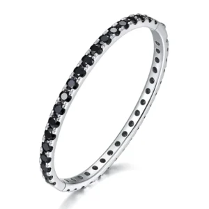 RENSINO Hip Hop Jewelry 925 Sterling Silver Full Circle 4mm Round VVS Black Moissanite Bracelet Bangle