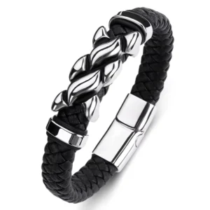 RENSINO Hip Hop Leather Punk Bracelets With Magnet Buckle Personality Jewelry Men Bracelet