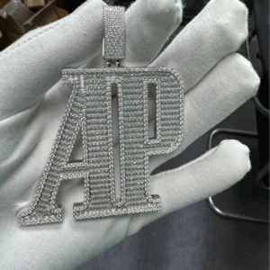 RENSINO Hip Hop Letter Baguette Diamond VVS Moissanite 925 Silver Personalized Necklace Iced Out Custom Jewelry Chain Pendant