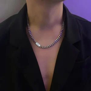 RENSINO Hip Hop Man Jewelry Stainless Steel Cuban Chain Necklace Long Size Waterproof Collar Chain Cuban Necklace for Man Party Gift